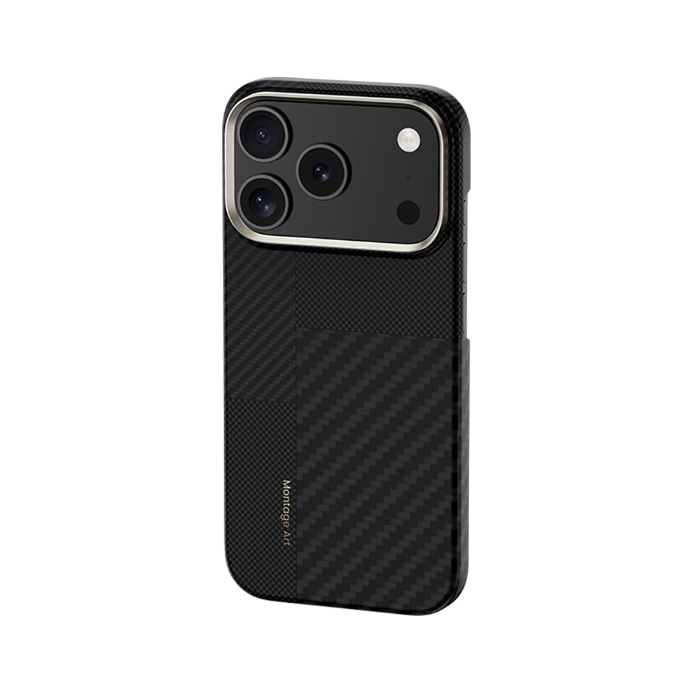 Apple iPhone 17 Pro Kılıf M-safe Şarj Özellikli Karbon Fiber Benks Montage ArmorAir Kevlar Kapak Siyah