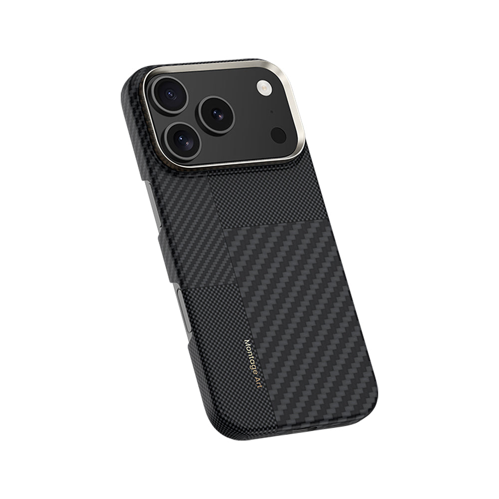 Apple iPhone 17 Pro Kılıf M-safe Şarj Özellikli Karbon Fiber Benks Montage ArmorAir Kevlar Kapak Siyah