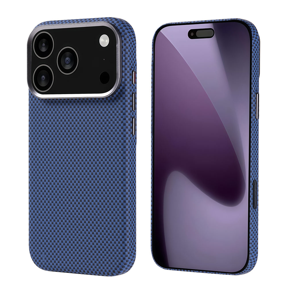 Apple iPhone 17 Pro Kılıf M-safe Şarj Özellikli Karbon Fiber Görünümlü Zore Nekst Kapak Lacivert