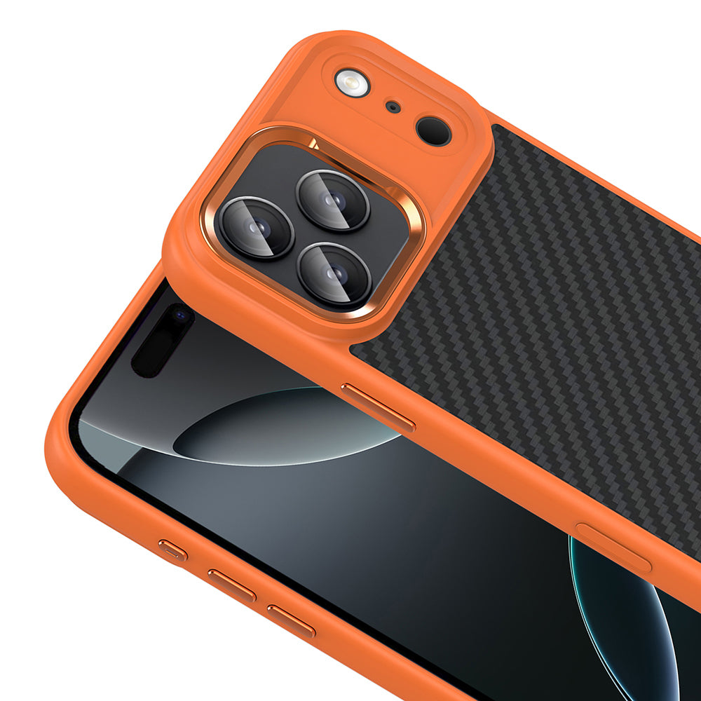 Apple iPhone 17 Pro Kılıf M-Safe Şarj Özellikli Karbon Fiber Görünümlü Zore Truva Silikon Kapak Gri