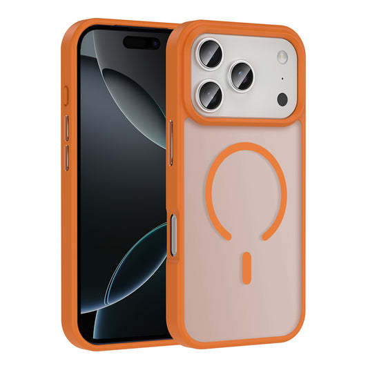 Apple iPhone 17 Pro Case M-safe Charging Matte Back Surface Zore Sio Cover Orange 