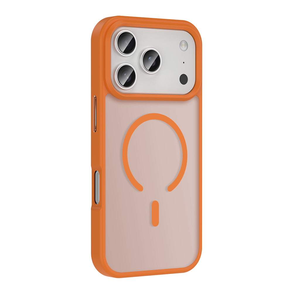 Apple iPhone 17 Pro Case M-safe Charging Matte Back Surface Zore Sio Cover Orange 