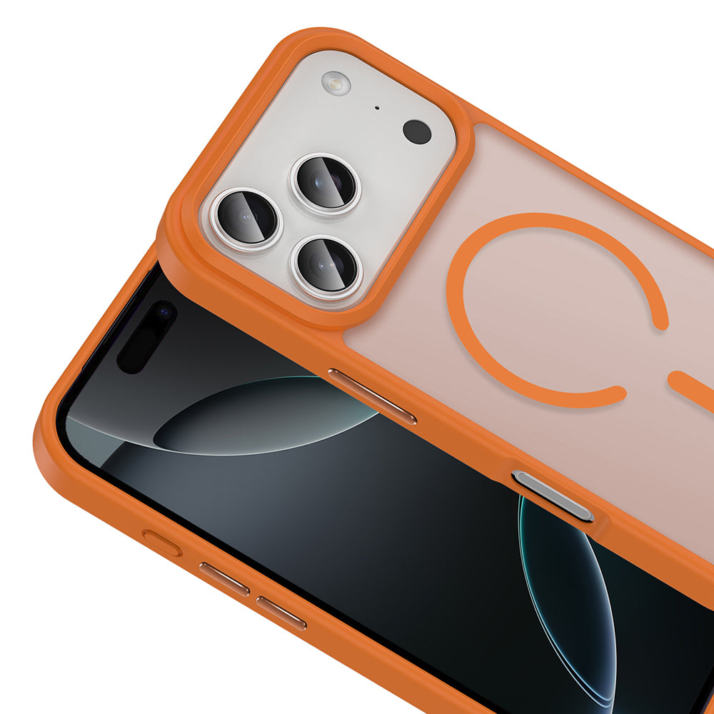 Apple iPhone 17 Pro Case M-safe Charging Matte Back Surface Zore Sio Cover Orange 