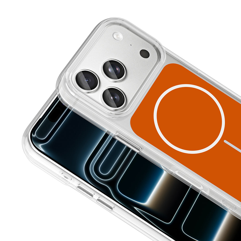 Apple iPhone 17 Pro Kılıf M-Safe Şarj Özellikli Metal Buton Tasarımlı Zore İkonik Sert Silikon Kapak Mavi