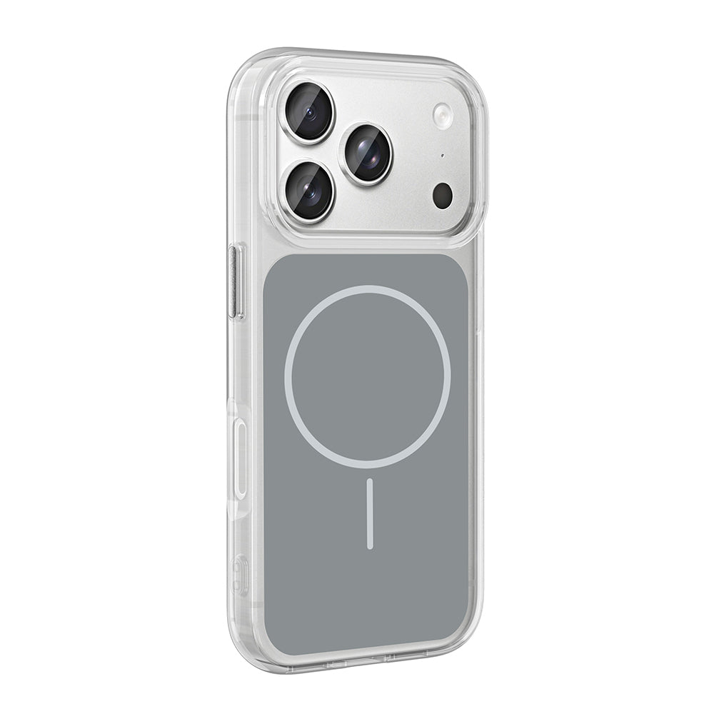 Apple iPhone 17 Pro Kılıf M-Safe Şarj Özellikli Metal Buton Tasarımlı Zore İkonik Sert Silikon Kapak Turuncu