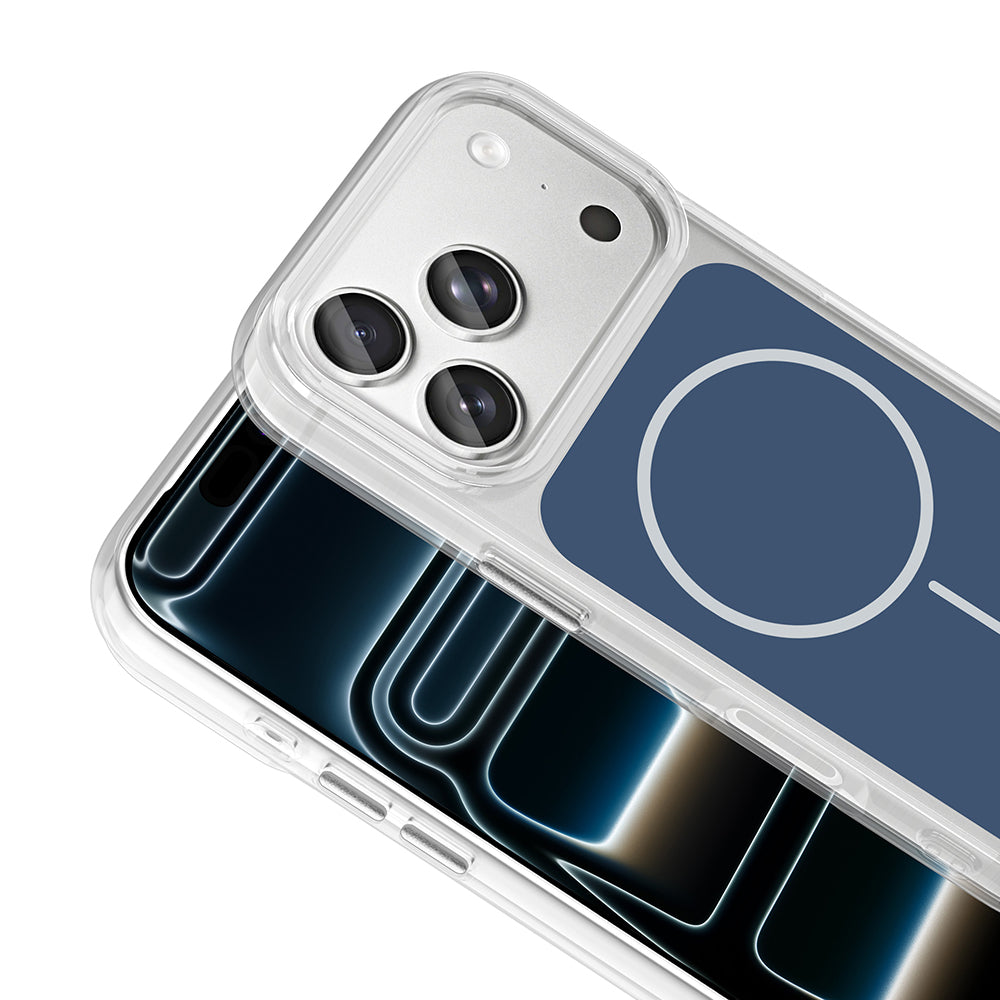 Apple iPhone 17 Pro Kılıf M-Safe Şarj Özellikli Metal Buton Tasarımlı Zore İkonik Sert Silikon Kapak Siyah