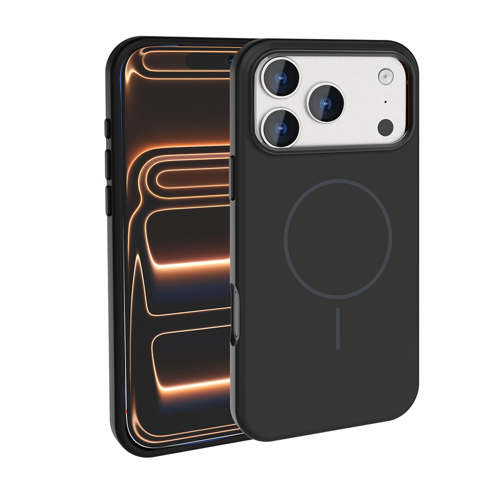 Apple iPhone 17 Pro Kılıf M-Safe Şarj Özellikli Metal Kamera Çerçeveli Zore Edi Silikon Kapak Siyah