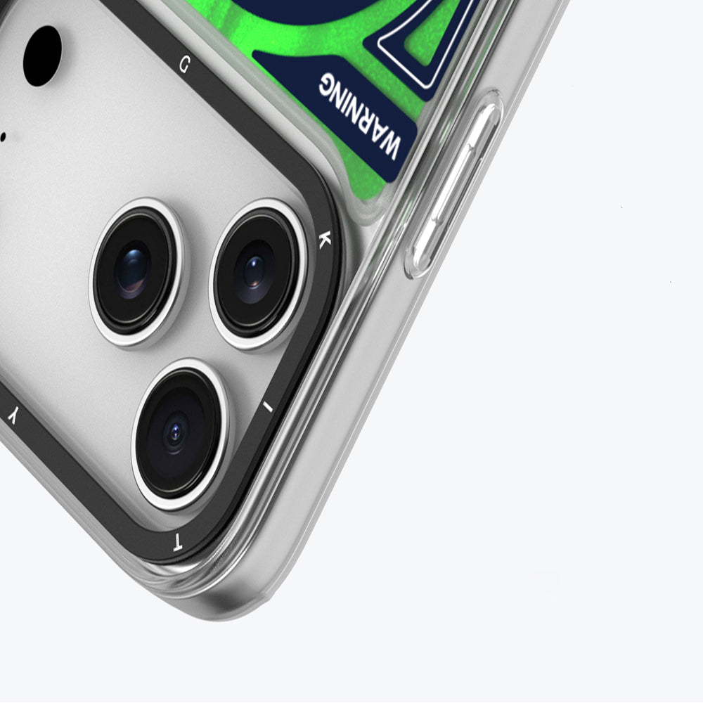 Apple iPhone 17 Pro Kılıf M-safe Şarj Özellikli Parlak Kumlu Sıvılı Tasarımlı Galaxy Fantasy Serisi Kapak Turuncu