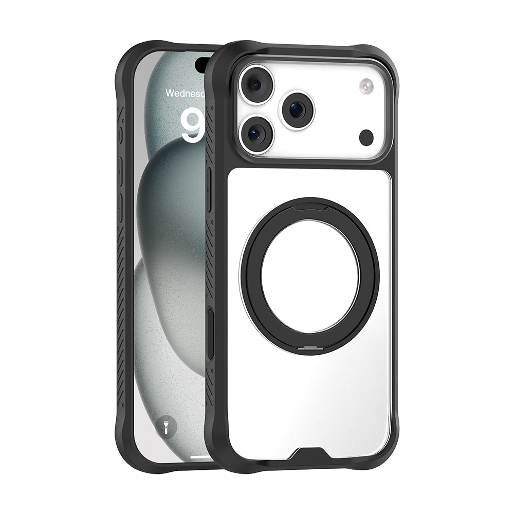 Apple iPhone 17 Pro Kılıf M-safe Şarj Özellikli Parmak Ring Standlı Airbag Tasarımlı Mutural Obsidian Serisi Kapak