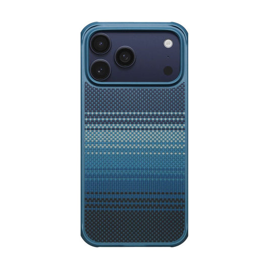 Apple iPhone 17 Pro Case M-safe Charging Feature Pitaka Tactile Woven Sunset-Moonrise Aramid Pro Guard Series Cover Blue 
