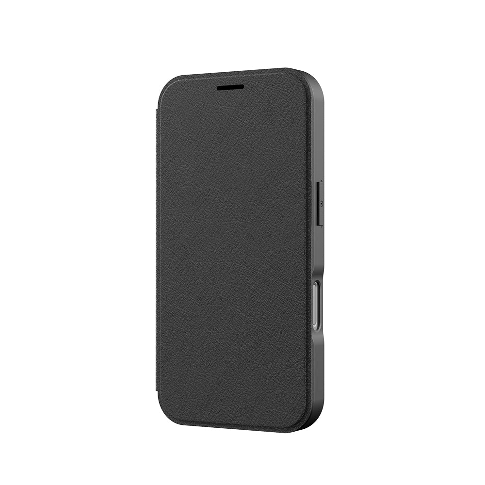 Apple iPhone 17 Pro Kılıf M-Safe Şarj Özellikli Raptic Air Folio Şeffaf Kartlıklı Kapaklı Kılıf Siyah