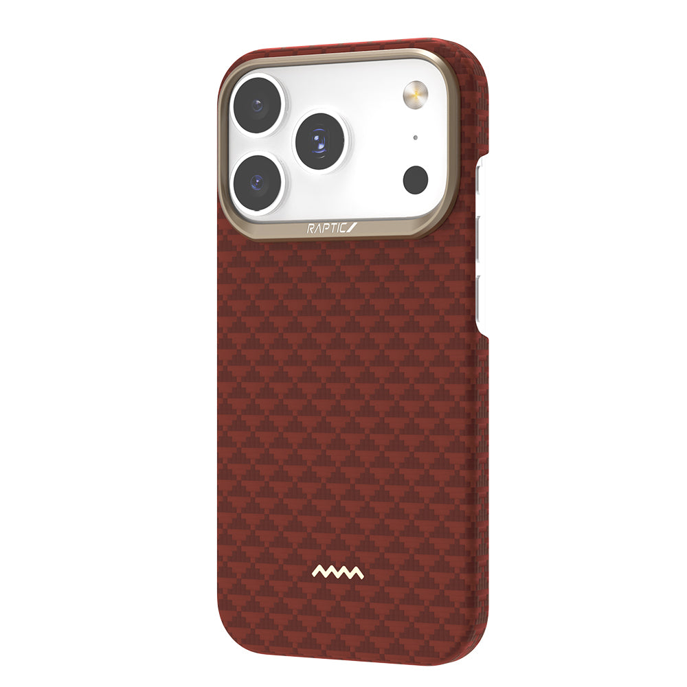 Apple iPhone 17 Pro Kılıf M-safe Şarj Özellikli Raptic Aramid Skin Origin Serisi Kapak Kırmızı