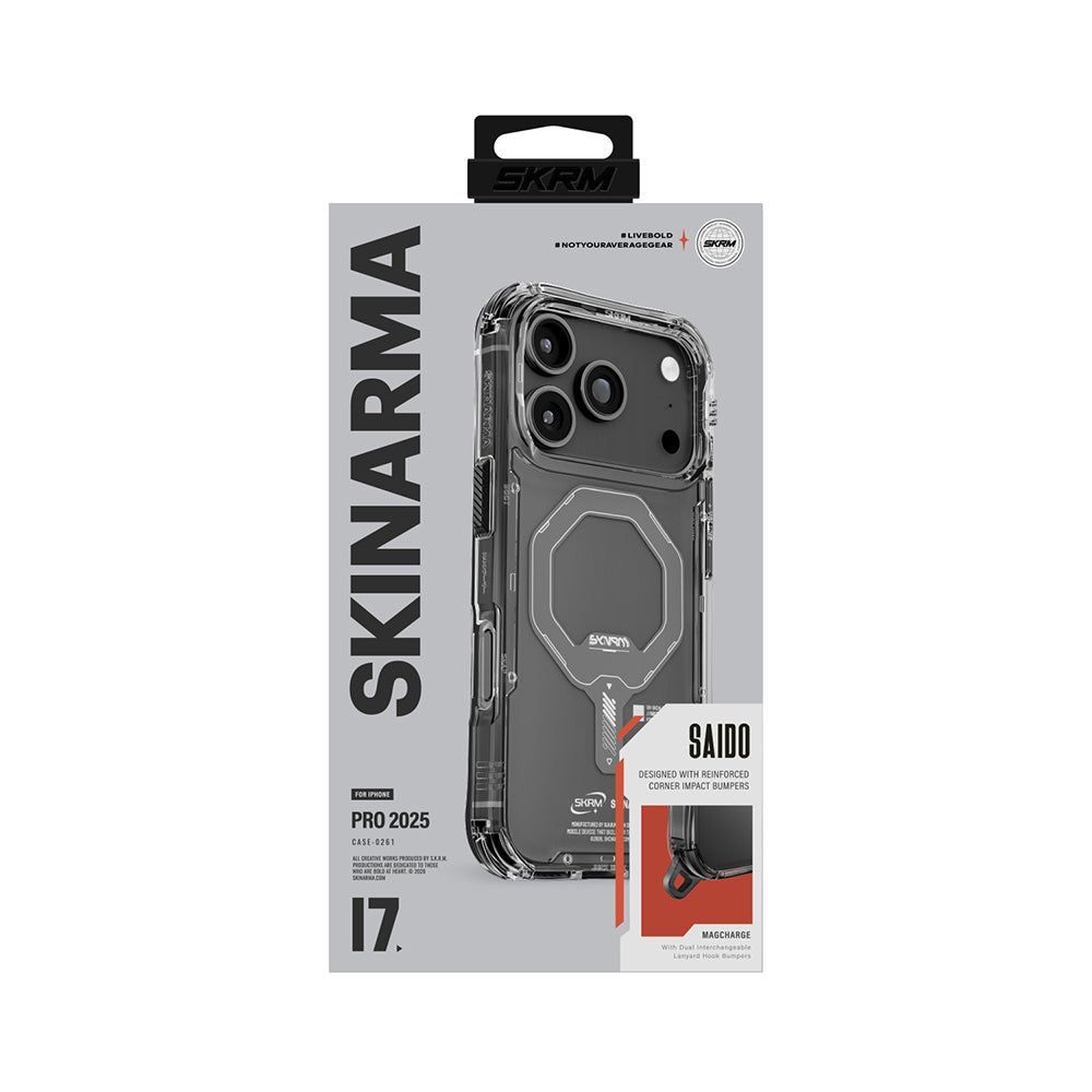 Apple iPhone 17 Pro Case M-safe Charging Feature Transparent Airbag Design Skinarma Saido Mag-Charge Cover Smoke
