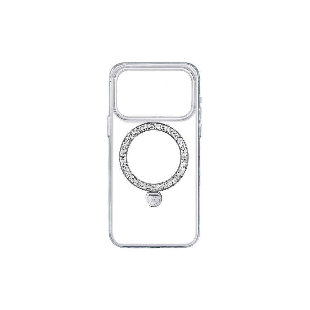 Apple iPhone 17 Pro Kılıf M-safe Şarj Özellikli Simli Standlı Pynana Dancing Circle Trendy Serisi Kapak