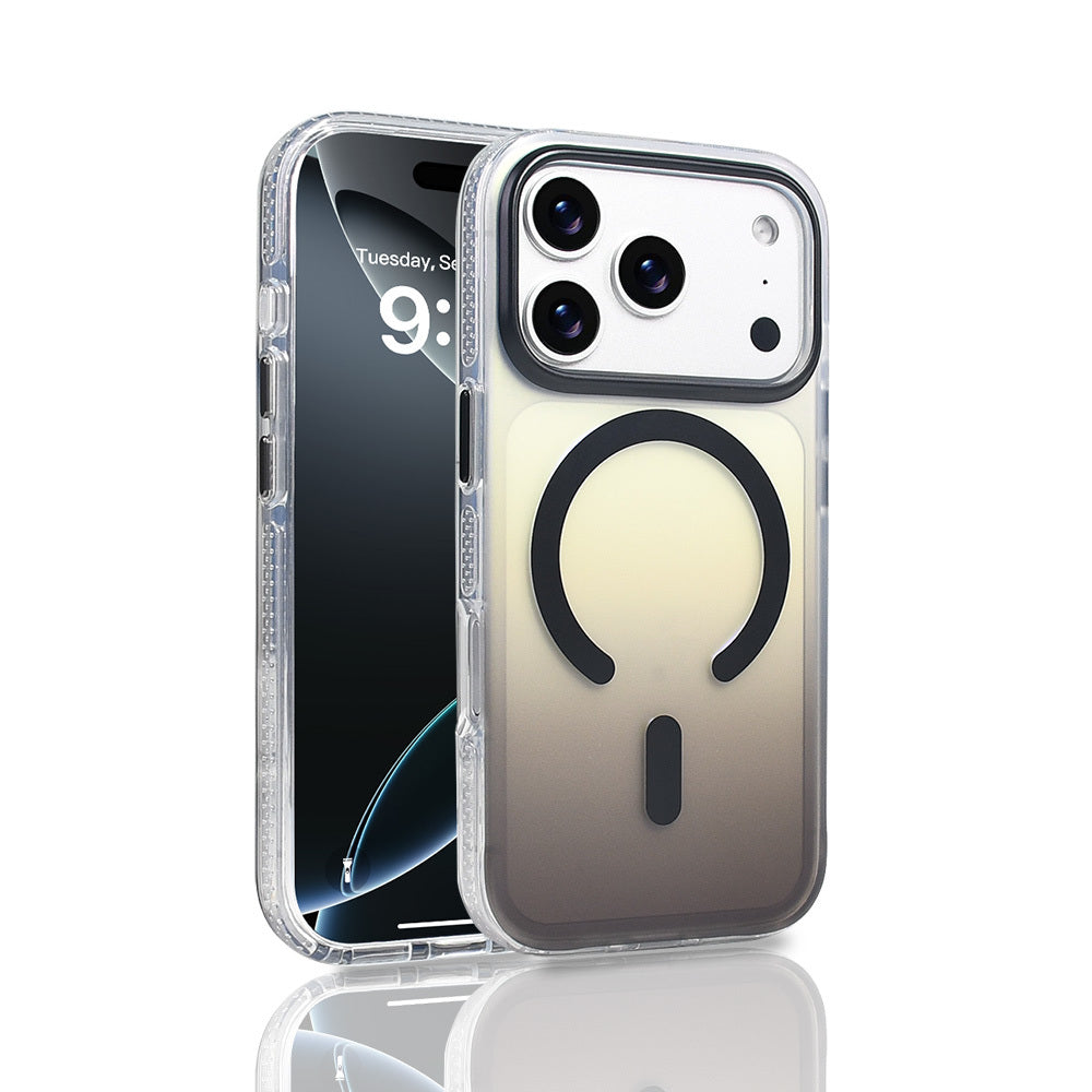 Apple iPhone 17 Pro Case M-safe Charging Feature Transparent Color Transition Zore Toros Cover Gold