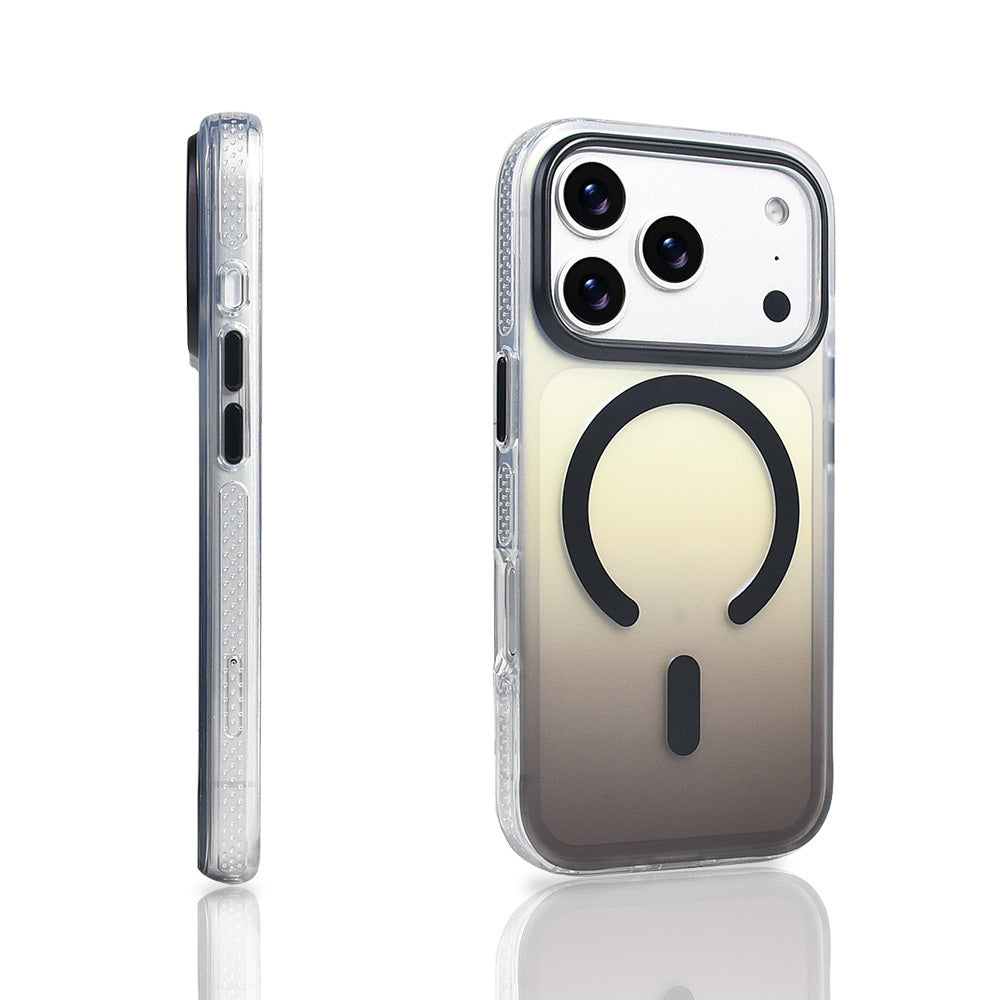 Apple iPhone 17 Pro Case M-safe Charging Feature Transparent Color Transition Zore Toros Cover Gold