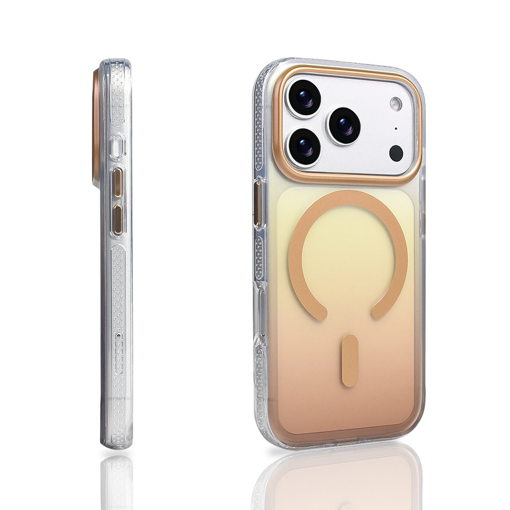 Apple iPhone 17 Pro Case M-safe Charging Feature Transparent Color Transition Zore Toros Cover Rose Pink