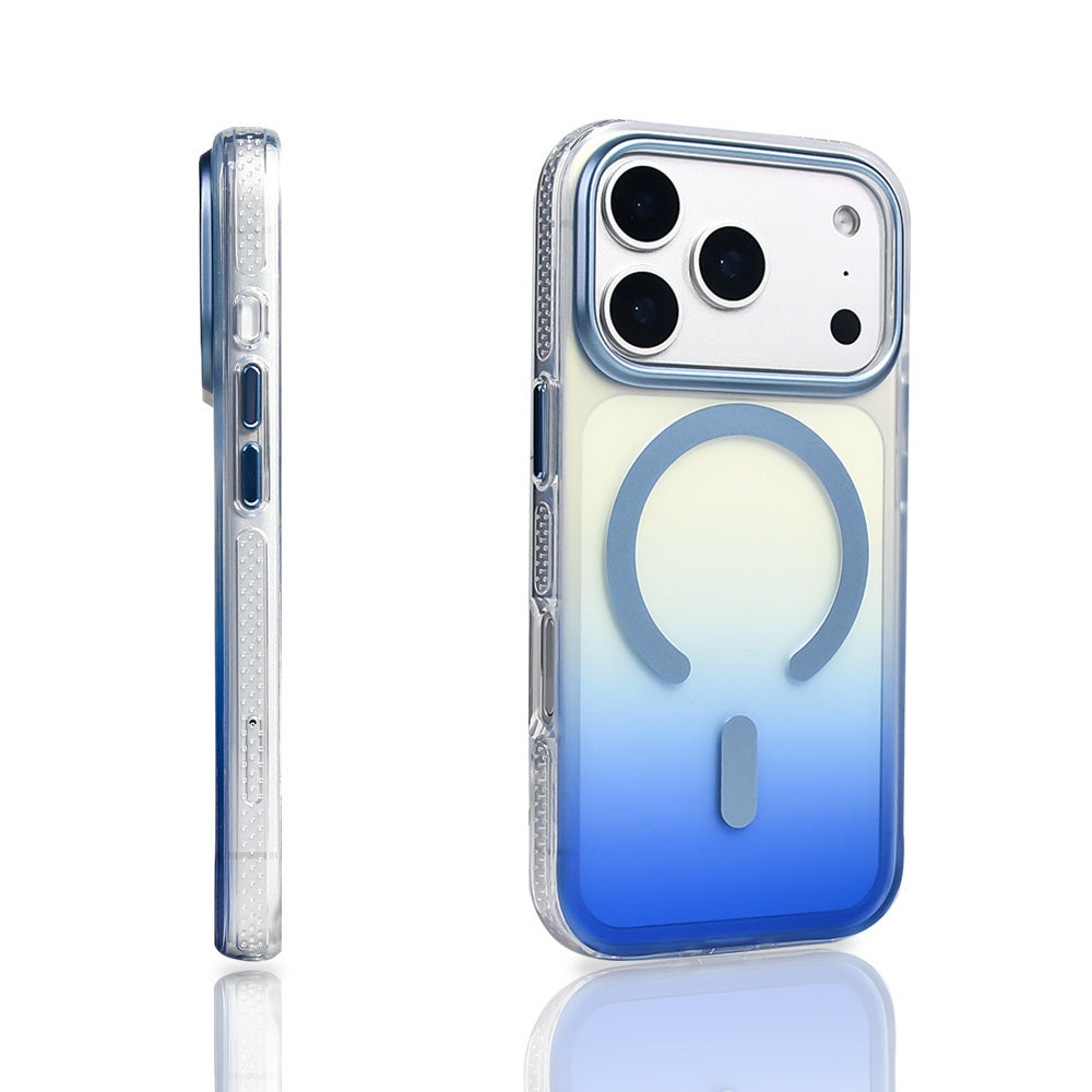 Apple iPhone 17 Pro Case M-safe Charging Feature Transparent Color Transition Zore Toros Cover Blue