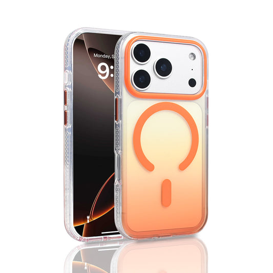 Apple iPhone 17 Pro Case M-safe Charging Feature Transparent Color Transition Zore Toros Cover Orange