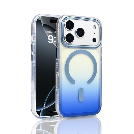 Apple iPhone 17 Pro Case M-safe Charging Feature Transparent Color Transition Zore Toros Cover Blue