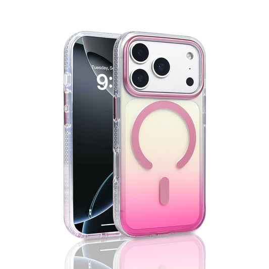 Apple iPhone 17 Pro Case M-safe Charging Feature Transparent Color Transition Zore Toros Cover Rose Pink