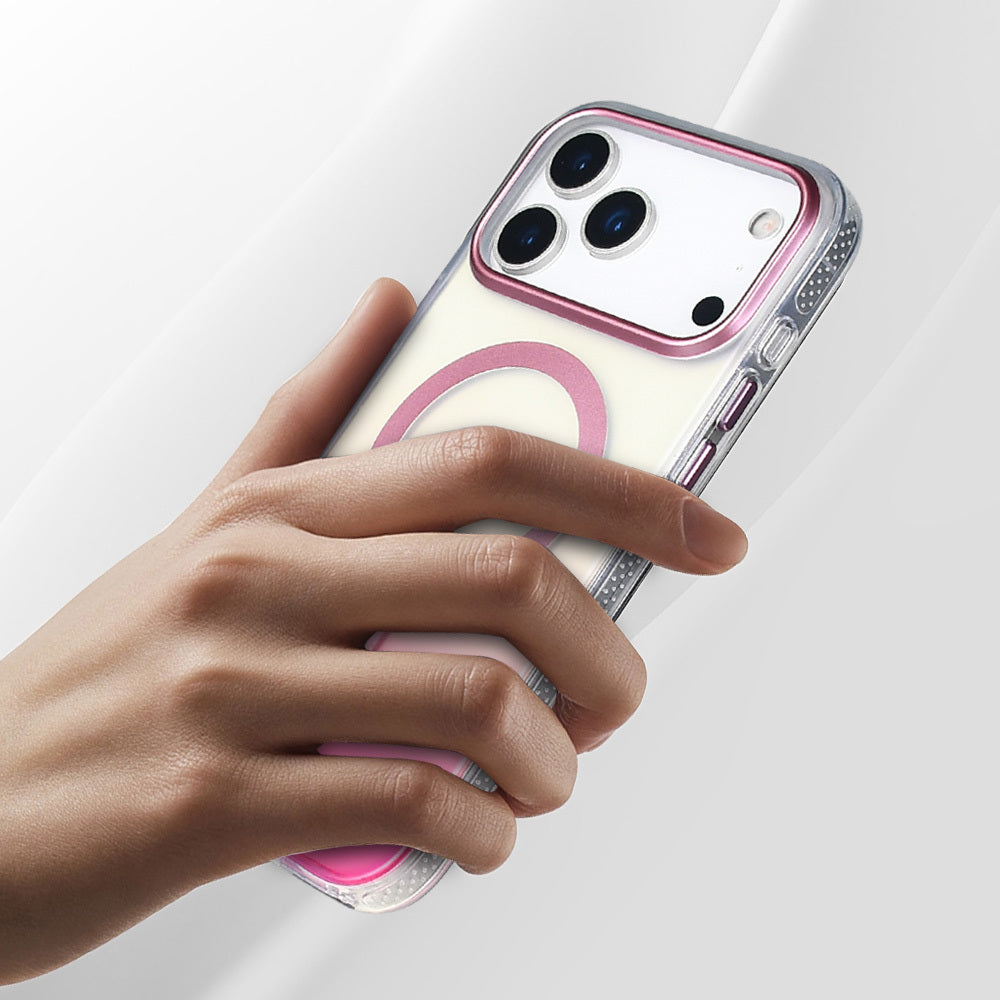 Apple iPhone 17 Pro Case M-safe Charging Feature Transparent Color Transition Zore Toros Cover Rose Pink