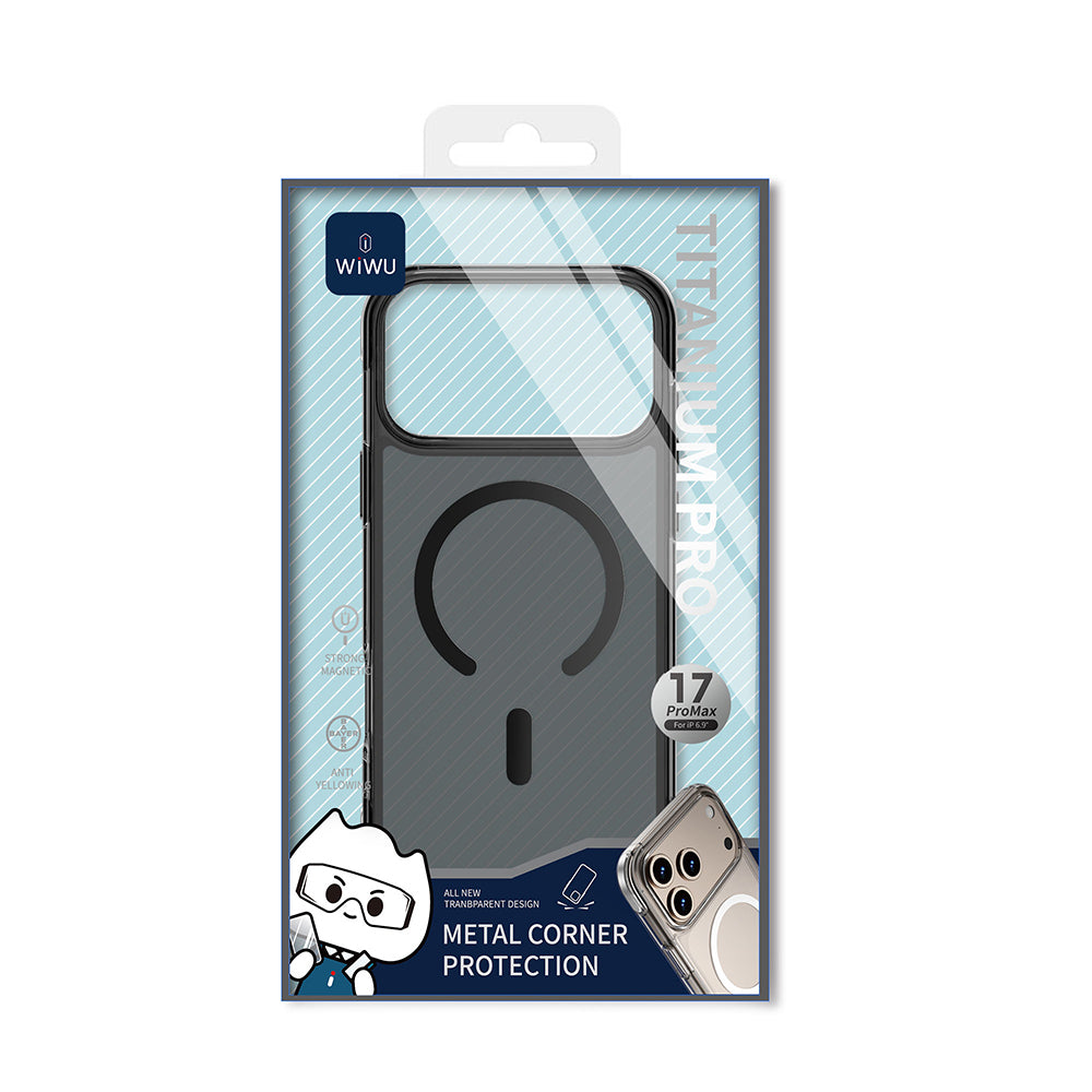 Apple iPhone 17 Pro Case M-safe Charging Feature Wiwu MCC-702 Titanium Pro Series Hard PC Cover Transparent