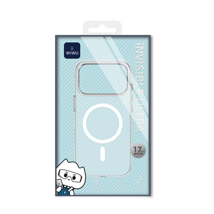 Apple iPhone 17 Pro Kılıf M-safe Şarj Özellikli Wiwu YXK-208 Invisible Ultra Sert PC Kapak Şeffaf