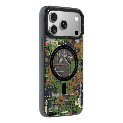 Apple iPhone 17 Pro Kılıf M-Safe Şarj Özellikli Youngkit Camouflage Sykell Serisi Kapak