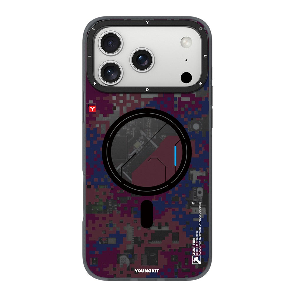 Apple iPhone 17 Pro Kılıf M-Safe Şarj Özellikli Youngkit Camouflage Sykell Serisi Kapak