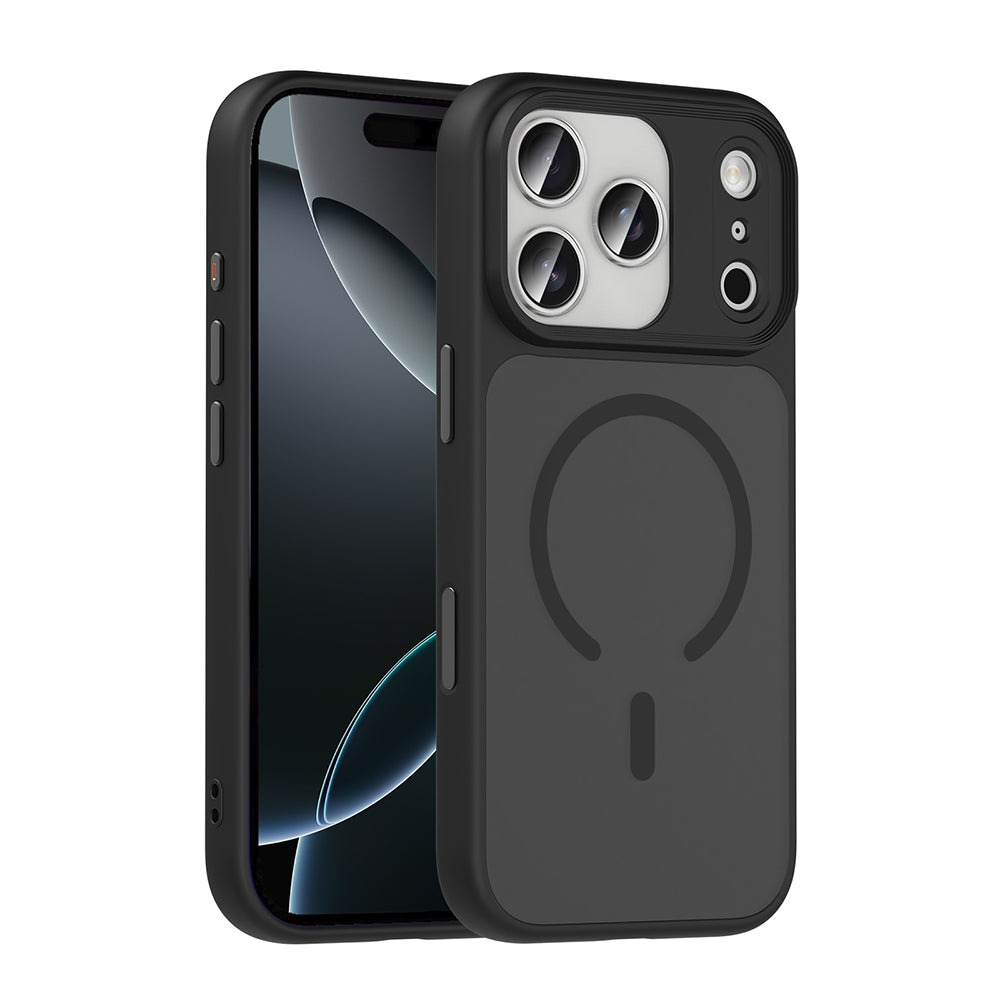 Apple iPhone 17 Pro Case Matte Back Surface Wireless Charging Feature Zore Flet M-safe Cover Navy Blue