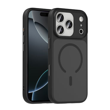 Apple iPhone 17 Pro Case Matte Back Surface Wireless Charging Feature Zore Flet M-safe Cover Navy Blue