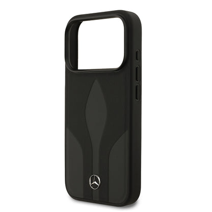 Apple iPhone 17 Pro Kılıf Mercedes Benz Orjinal Lisanslı M-safe Şarj Özellikli Dokulu Desenli Deri Kapak Siyah