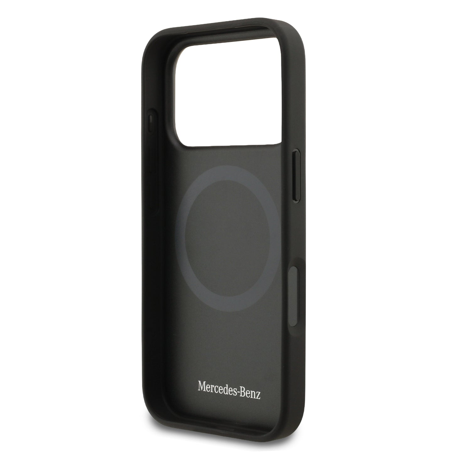 Apple iPhone 17 Pro Kılıf Mercedes Benz Orjinal Lisanslı M-safe Şarj Özellikli Dokulu Desenli Deri Kapak Siyah