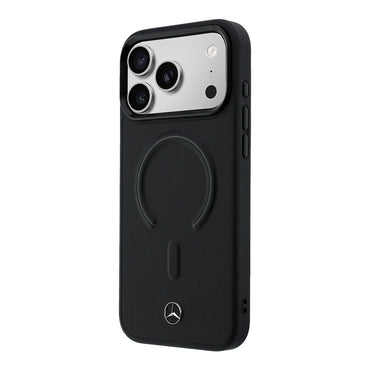 Apple iPhone 17 Pro Kılıf Mercedes Benz Orjinal Lisanslı M-safe Şarj Özellikli Metal Yıldız Logolu Kabartmalı Deri Kapak