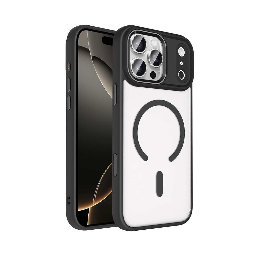 Apple iPhone 17 Pro Wireless Charging Case Zore Chrome M-safe Silicone Cover Black