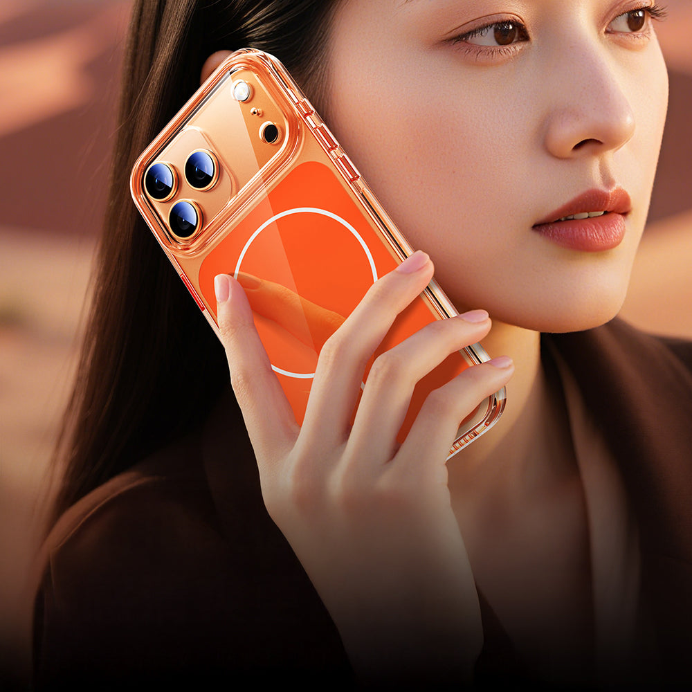 Apple iPhone 17 Pro Kılıf Zore M-safe Şarj Özellikli Şeffaf Kamera Kontrol Butonlu Lugano Kapak Lacivert