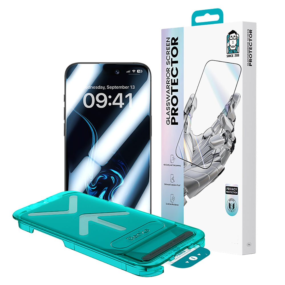 Apple iPhone 17 Pro Max Benks Glass Warrior Privacy HD Cam Ekran Koruyucu + Kolay Uygulama Aparatlı Siyah