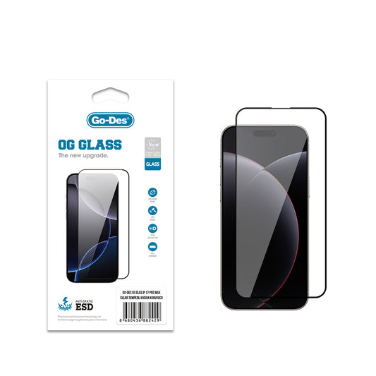 Apple iPhone 17 Pro Max Go Des OG Glass Antistatic Tempered Glass Screen Protector Transparent