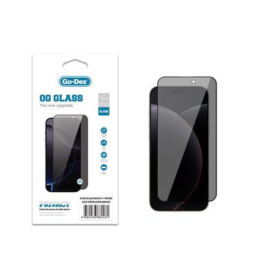 Apple iPhone 17 Pro Max Go Des OG Glass Privacy Antistatic Tempered Glass Screen Protector Black