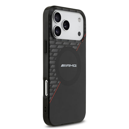 Apple iPhone 17 Pro Max Kılıf AMG Orjinal Lisanslı M-safe Şarj Özellikli Çift Katmanlı Kırmızı Çapraz Çizgili Kapak Siyah-Kırmızı