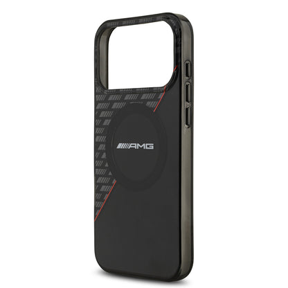 Apple iPhone 17 Pro Max Kılıf AMG Orjinal Lisanslı M-safe Şarj Özellikli Çift Katmanlı Kırmızı Çapraz Çizgili Kapak Siyah-Kırmızı
