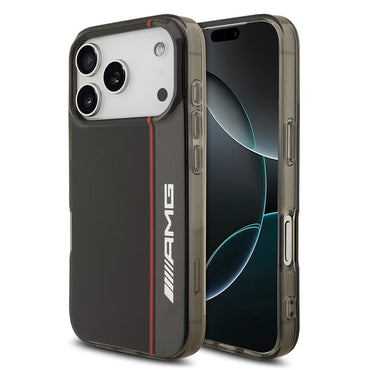 Apple iPhone 17 Pro Max Kılıf AMG Orjinal Lisanslı M-safe Şarj Özellikli IML Baskı Logolu Çift Katmanlı Bow Lines Kapak Siyah