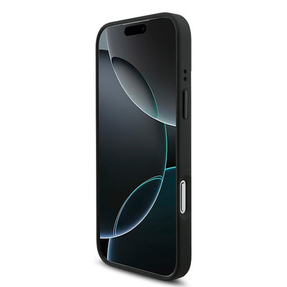 Apple iPhone 17 Pro Max Kılıf BMW Orjinal Lisanslı M-safe Şarj Özellikli M Logolu Üç Şeritli Delikli Deri Kapak Gri