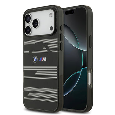 Apple iPhone 17 Pro Max Kılıf BMW Orjinal Lisanslı M-safe Şarj Özellikli Metal Kamera Butonlu Yatay Şeritli M Dizayn Kapak