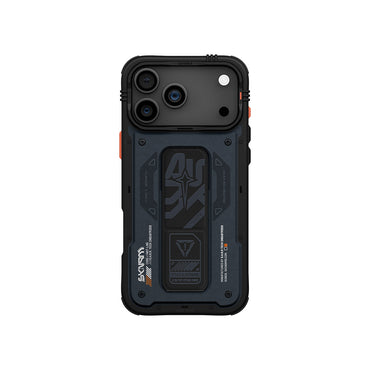 Apple iPhone 17 Pro Max Case Patterned Airbag Design Stand Skinarma Aegis Cover Navy Blue 