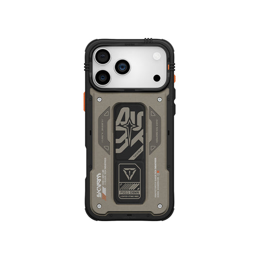 Apple iPhone 17 Pro Max Case Patterned Airbag Design Stand Skinarma Aegis Cover Gray 