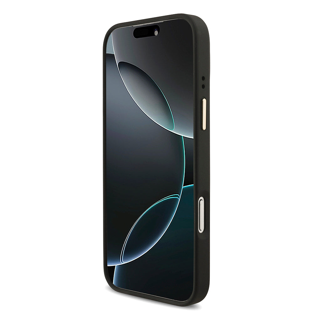 Apple iPhone 17 Pro Max Kılıf Guess Orjinal Lisanslı 4G Büyük Metal Logolu Kalın Askılı Kapak Siyah