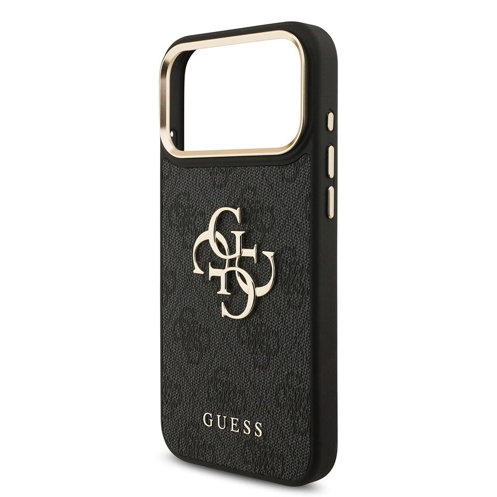 Apple iPhone 17 Pro Max Kılıf Guess Orjinal Lisanslı 4G Büyük Metal Logolu Kalın Askılı Kapak Siyah