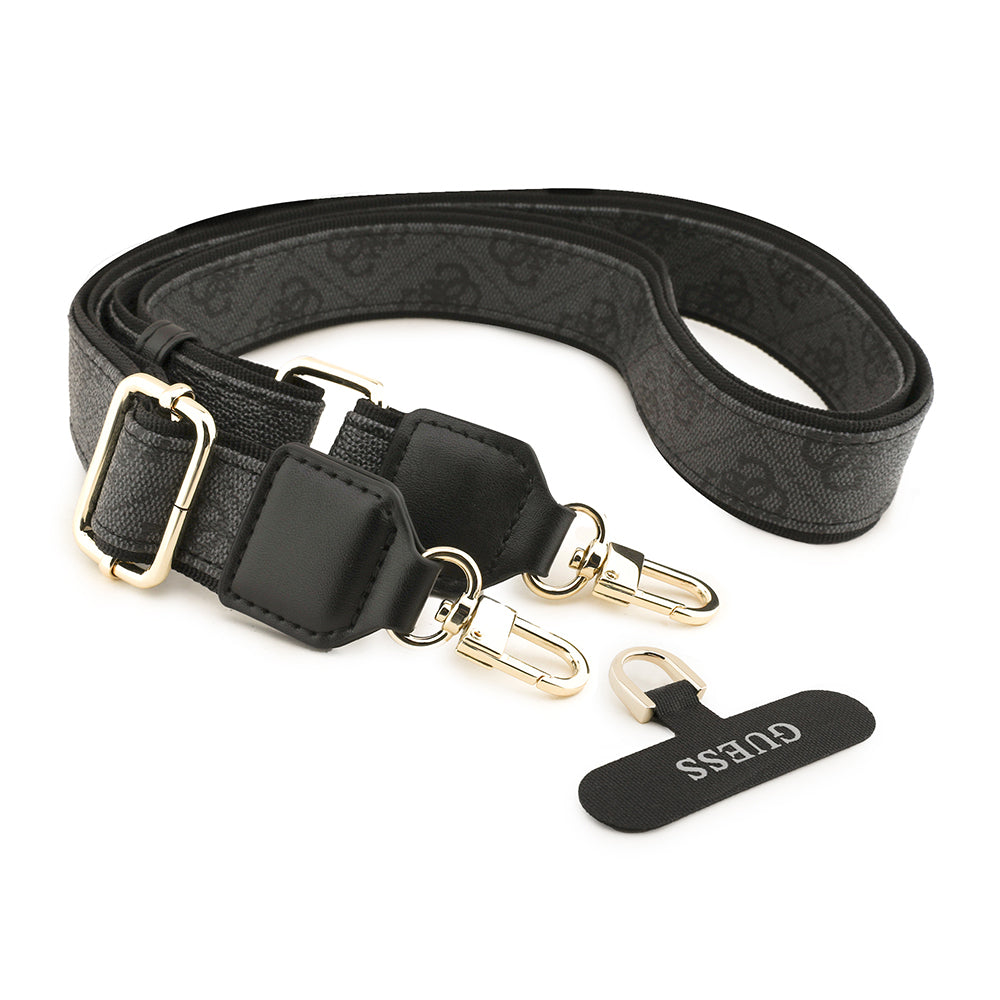 Apple iPhone 17 Pro Max Kılıf Guess Orjinal Lisanslı 4G Büyük Metal Logolu Kalın Askılı Kapak Siyah